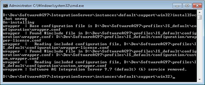 Unregister webMethods Integration Server Windows service